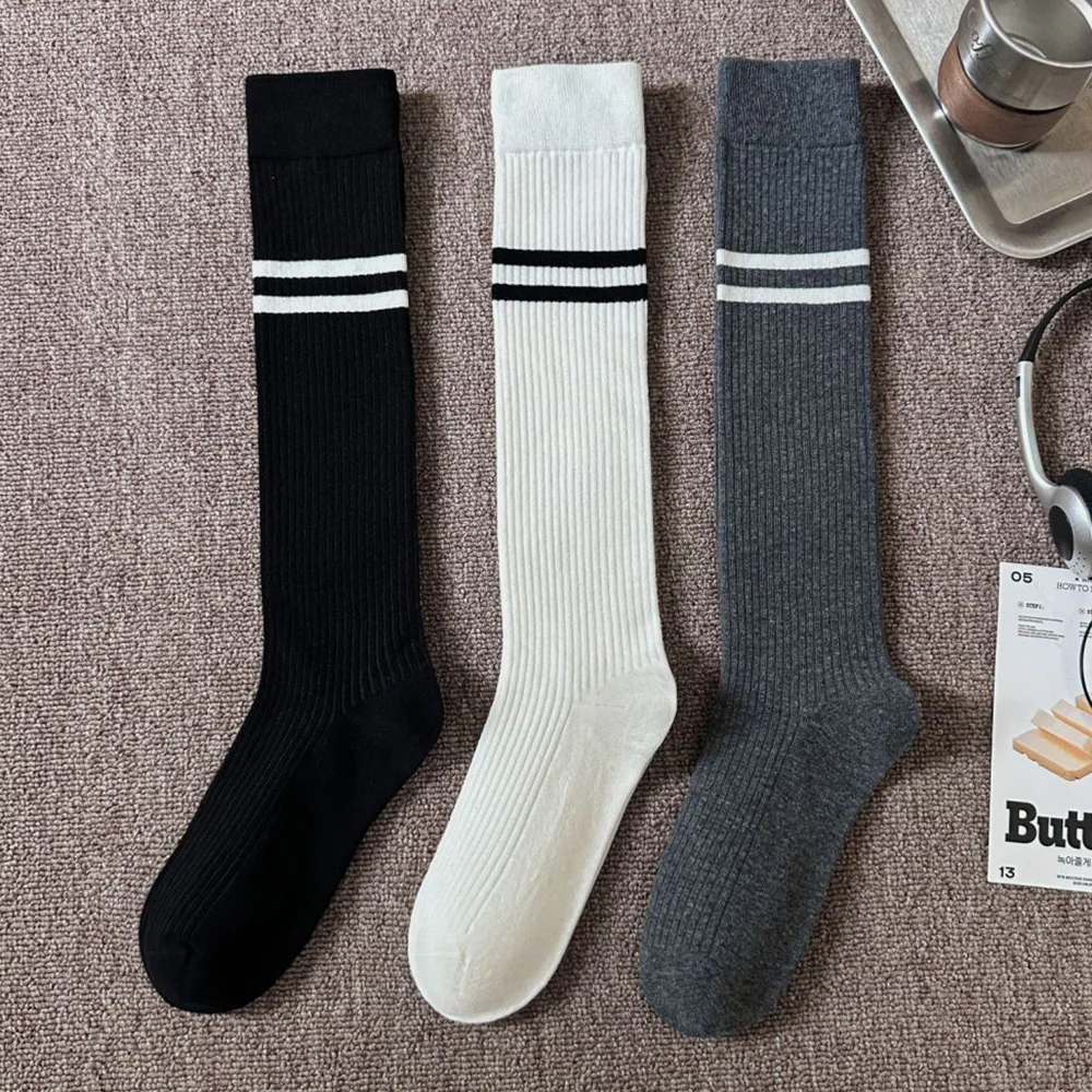 1 paare/los Mode zwei Streifen Frauen Waden socken Herbst Winter lange weibliche Sokcs koreanischen Stil Radfahren Beins ocken hochwertige