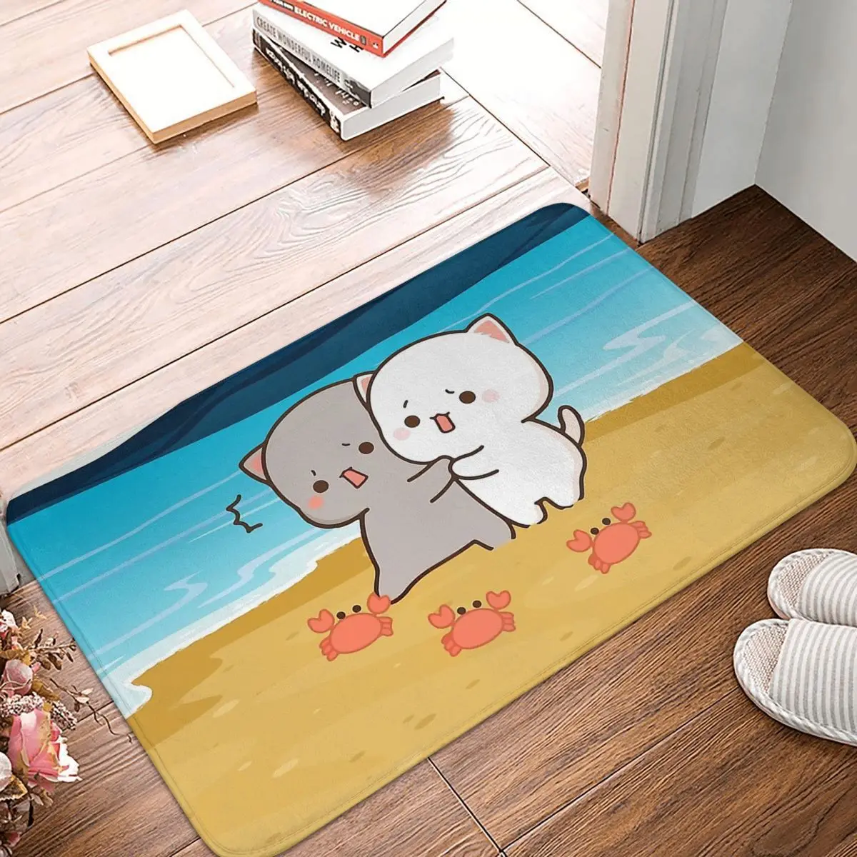 

Peach Cat Non-slip Doormat Goma Scared The Crabs Bath Bedroom Mat Prayer Carpet Indoor Modern Decor