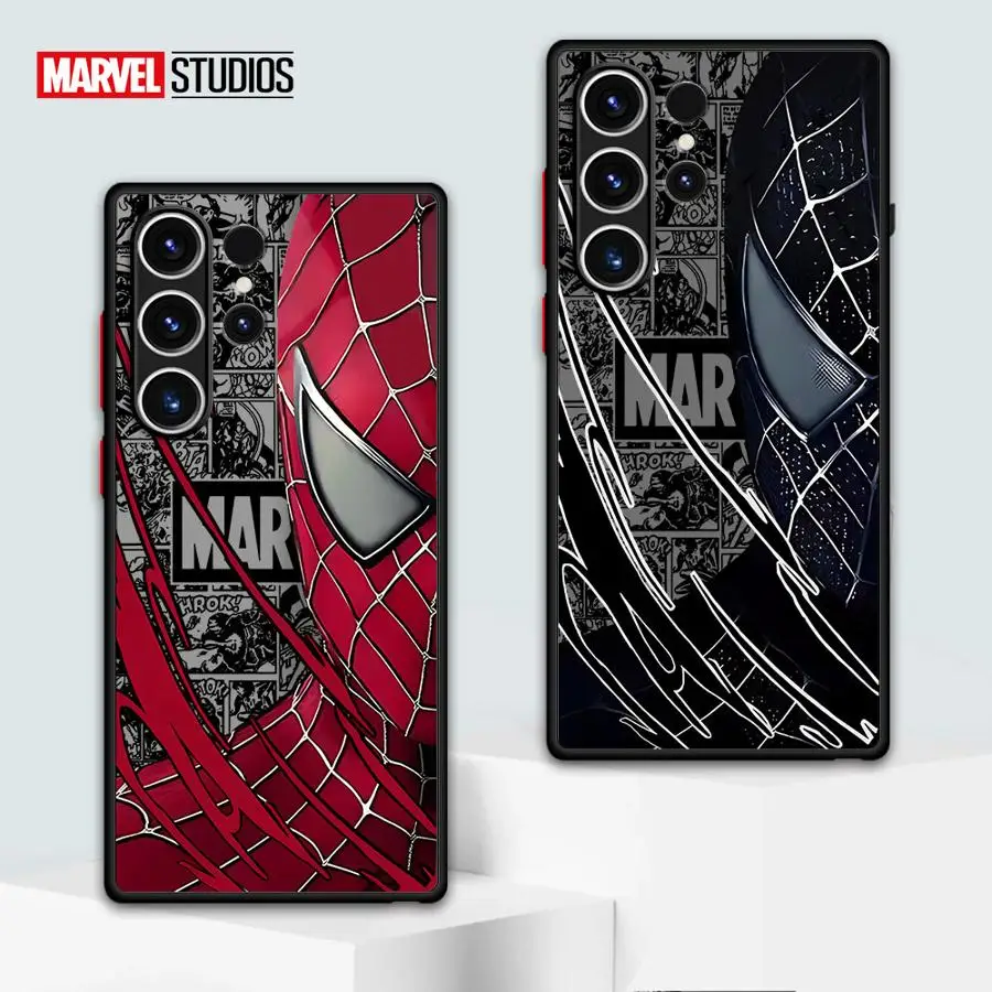 Marvel Spider Man Half Face Cool Phone Case for Samsung Galaxy S24 Ultra S23 Ultra S20 S21 FE S22 Ultra 5G S10 Plus S9 Plus Soft