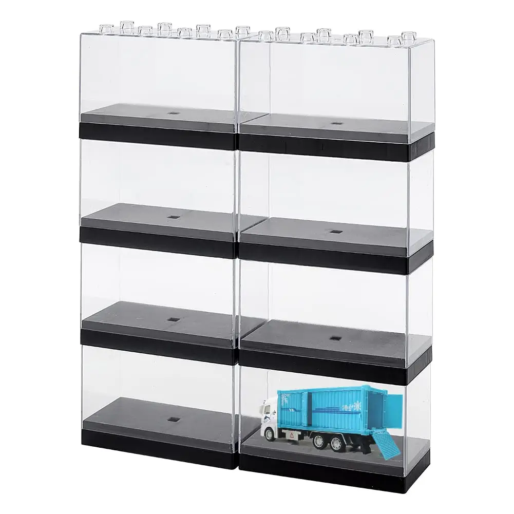 

6 Sets Acrylic Display Case Clear Removable Display Box Showcase Acrylic Dustproof Storage Black Basefor Blocks Action Figures