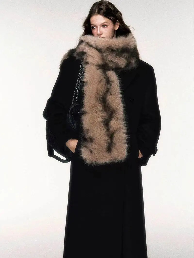 Корейский дизайнерский тонкий шарф в подиумном стиле, модный плюшевый шарф в длинную полоску, женский шарф из искусственного меха норки для девочек, теплый Wh94