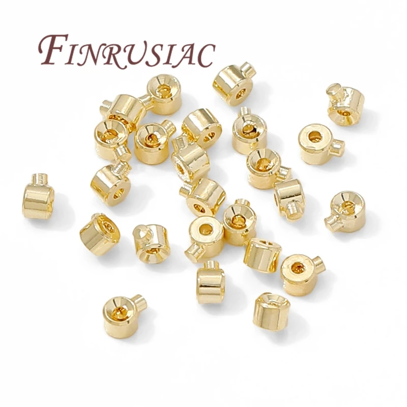 10/20 Stück 18 Karat vergoldete Quetschenden, silberne Quetschperlen, runde Crimp-Endperlen, DIY-Schmuckherstellungszubehör – Detail 19