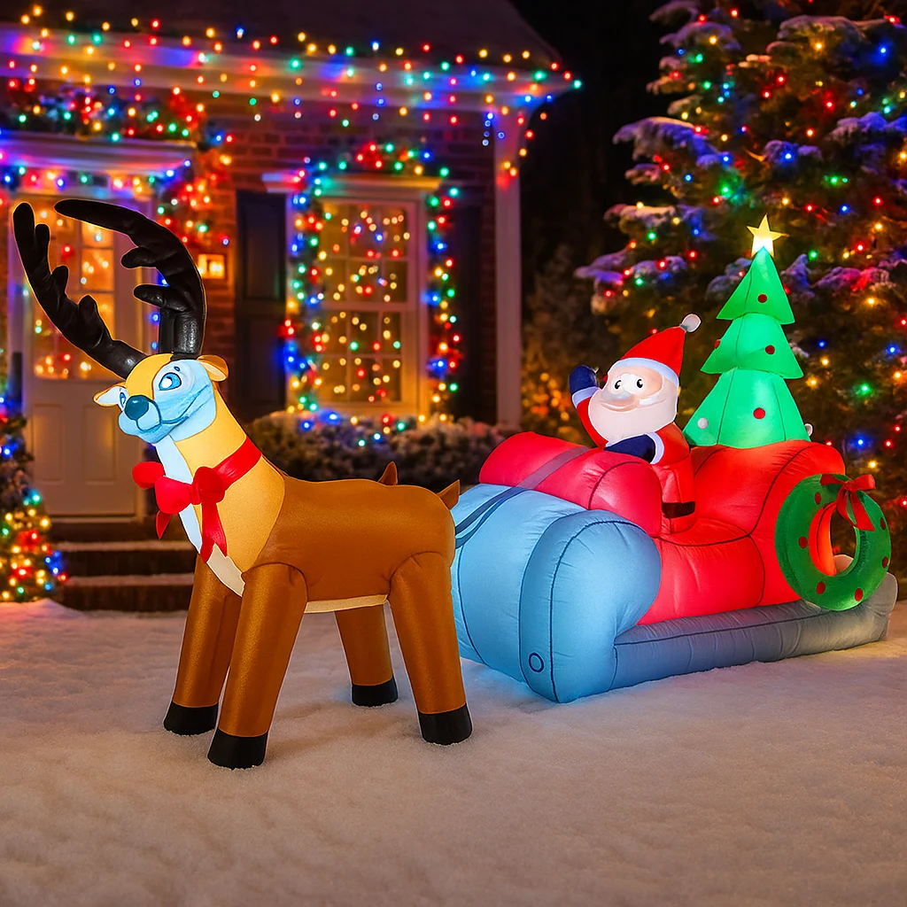 2.6M/8.5FT Opblaasbare Kerstman Rendier Slee Lichten LED Home Decoraties Speelgoed Yard Xmas Ornamenten Vakantie Decor levert