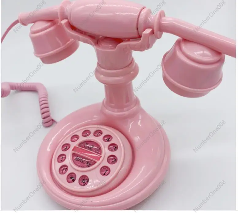 Fashion Retro Pink princess CartoonTelephone Use fixed phone vintage  household telephone