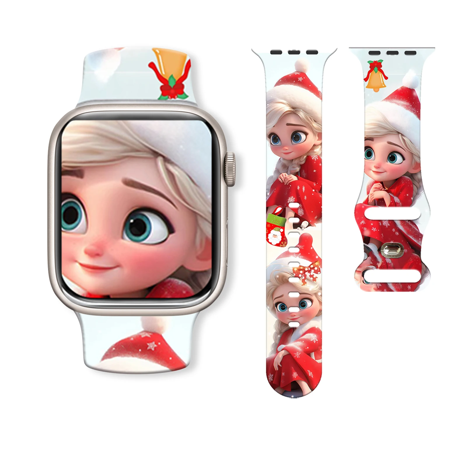 

Disney's Christmas Elsa Princess Printed Strap for Apple Watch 10 9 8 Band Replaceable Bracelet for iWatch 49mm 46mm 44mm 40mm