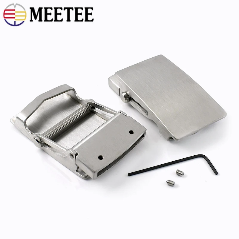 Meetee 1pc 36mm/39mm Stainless Steel Roller Toothless Men Belt Buckle Automatic Buckles Head DIY Casual Fashion Belts Accessory