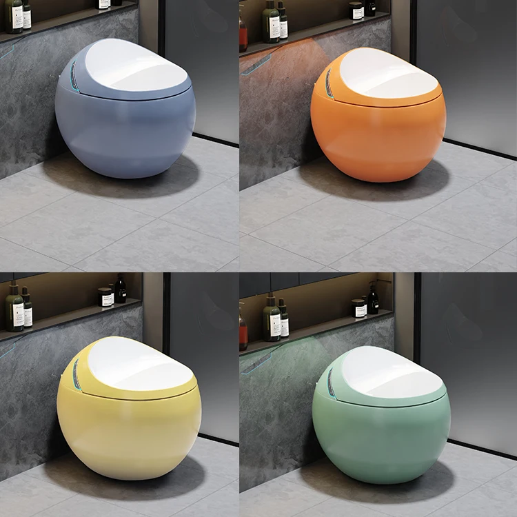 New design custom color orange egg shape round electric wc toilet intelligent automatic commode toilet bathroom smart toilet