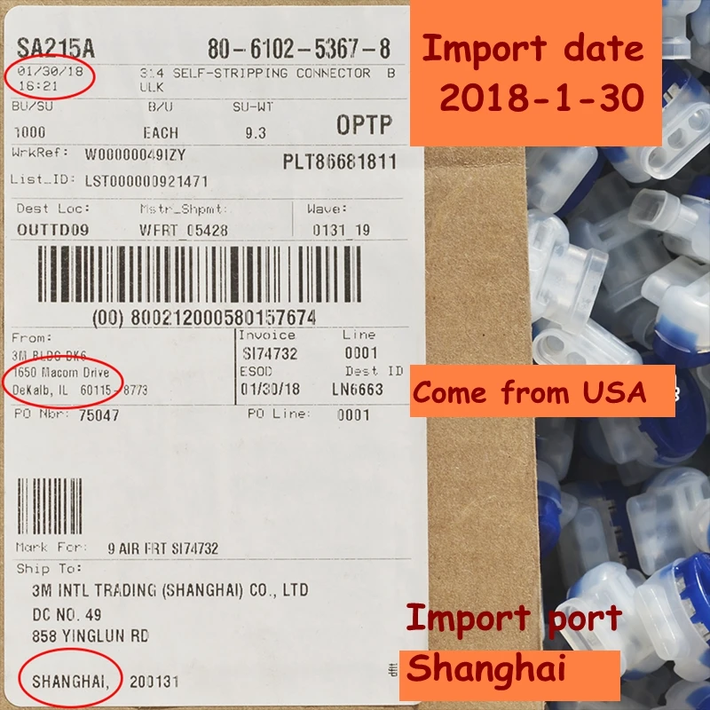 100PCS/LOT US Scotchlok 314 Self-Stripping Moisture Resistant, Electrical Pigtail Connectors fit 22-24AWG wires