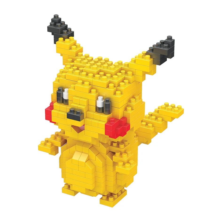 Pokemon Bausteine Kleine Cartoon Mini Block Pikachu Charizard Eevee Mewtwo Anime Montieren Action Modell Puppen Jungen Spielzeug
