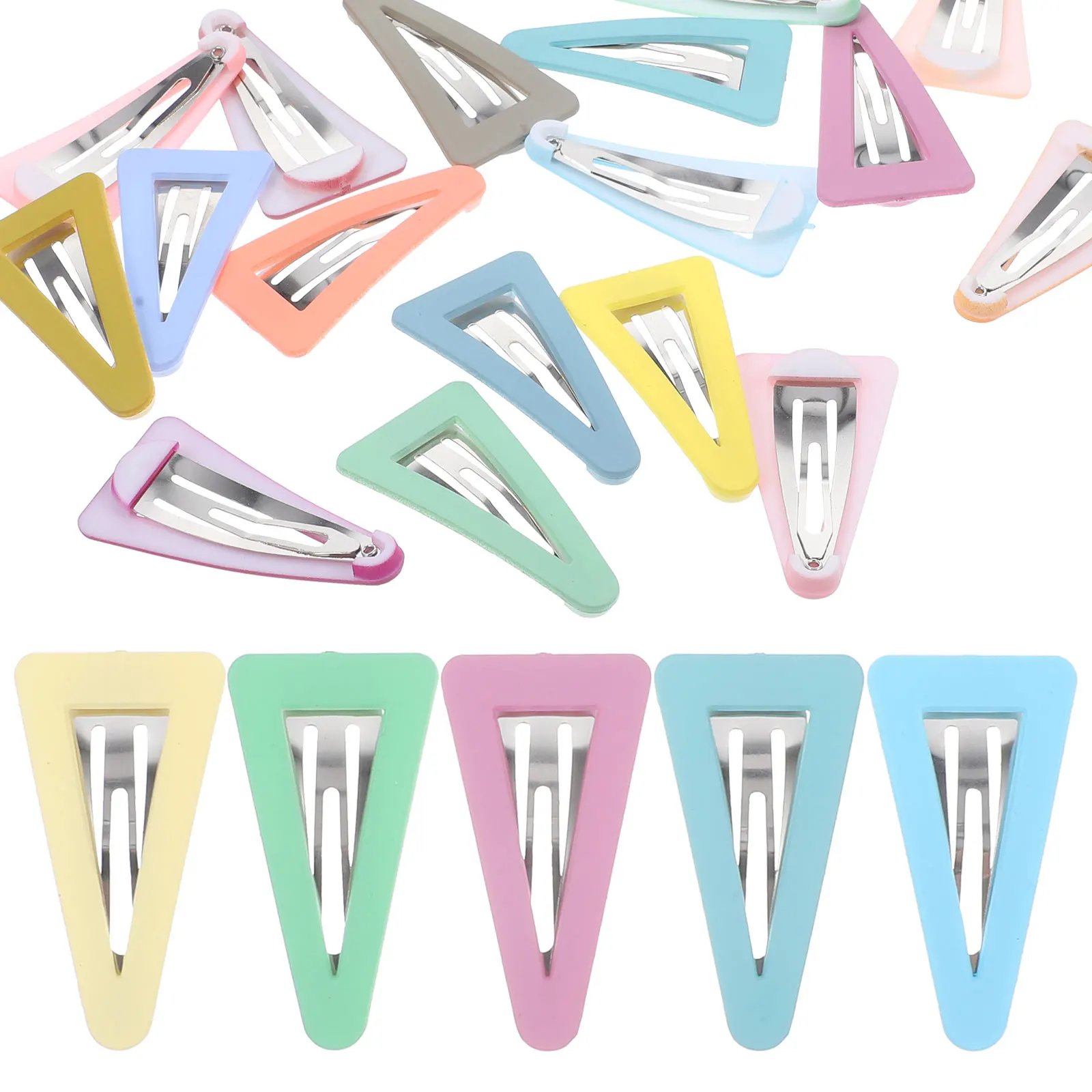 

Cute Snap Hair Clips Candy Colored Triangle Shape Toddler Kids Accessories Girls Hairpins Resin Iron Lightweight Safe Hairstyle