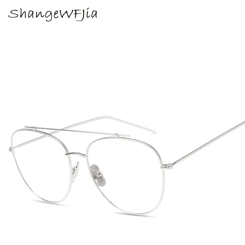Anti Blue Light Vintage eyeglasses Fashion Women Oversized Metal Glasses frame Men Clear Lens Glasses Gold Optical Spectacle