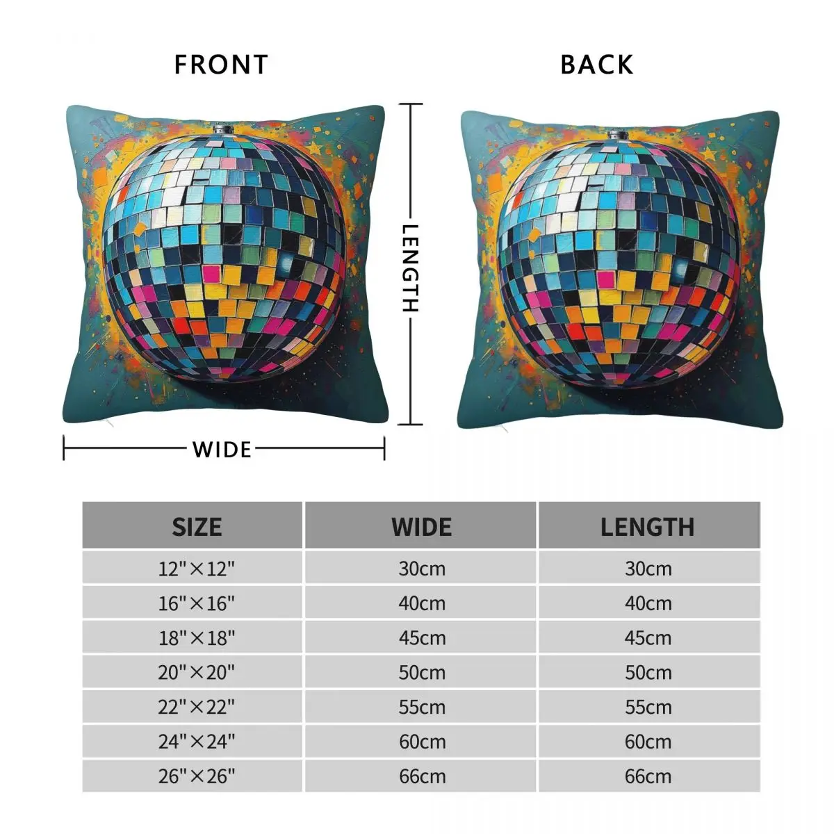 Colorful Disco Ball Retro Square Pillowcase Polyester Linen Velvet Printed Decor Throw Pillow Case Home Cushion Wholesale