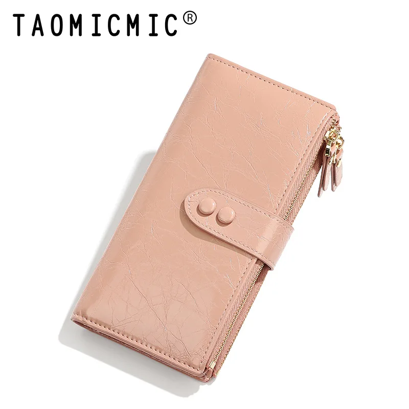 Fashionable2025 Lange Leder Geldbörse für Frauen Große Kapazität Bifold Doppel-reißverschluss Handheld Silber Geld Geldbörse Großhandel