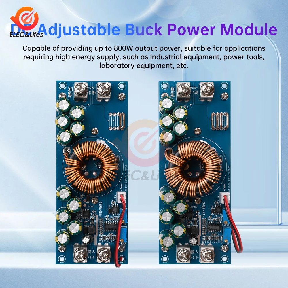 High Power DC-DC Buck Converter Step Down Power Supply Module 15-90V to 2.5-72V Adjustable Voltage Converter 800W 28A/1200W 50A