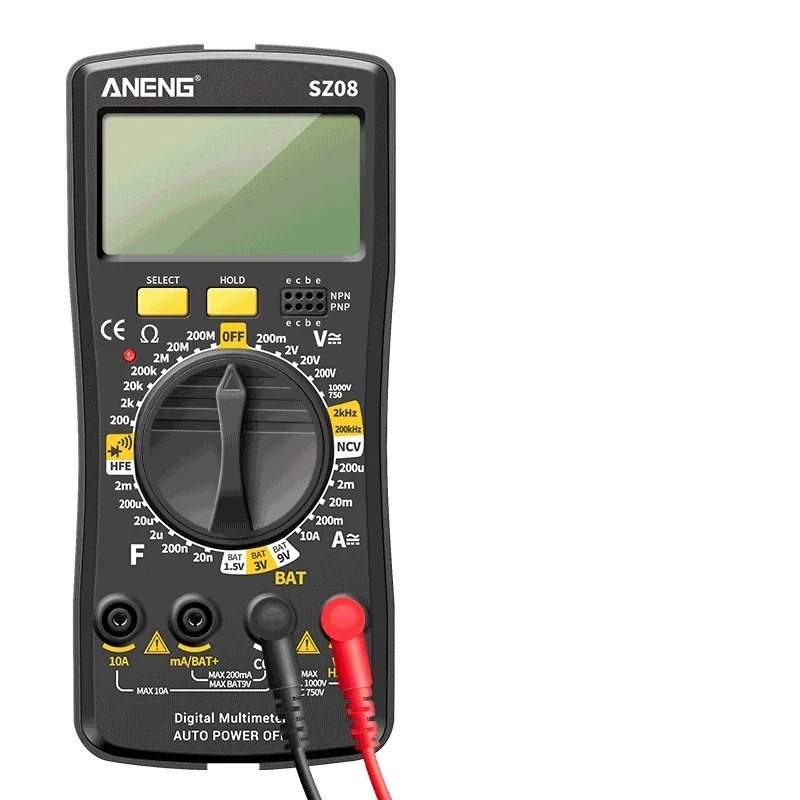 ANENG SZ08 Professionelles Digitalmultimeter, ultradünnes Speichermessgerät, Auto-Voltmeter, AC DC 220 V, Widerstandshandtester