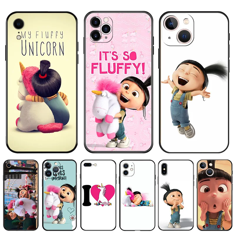 Black Soft Phone Case for Apple iphone 16 15 14 13 12 Mini XS 11 Pro Max XR 7 8 Plus X 16ProMax My Fluffy Unicorn Agnes Cover