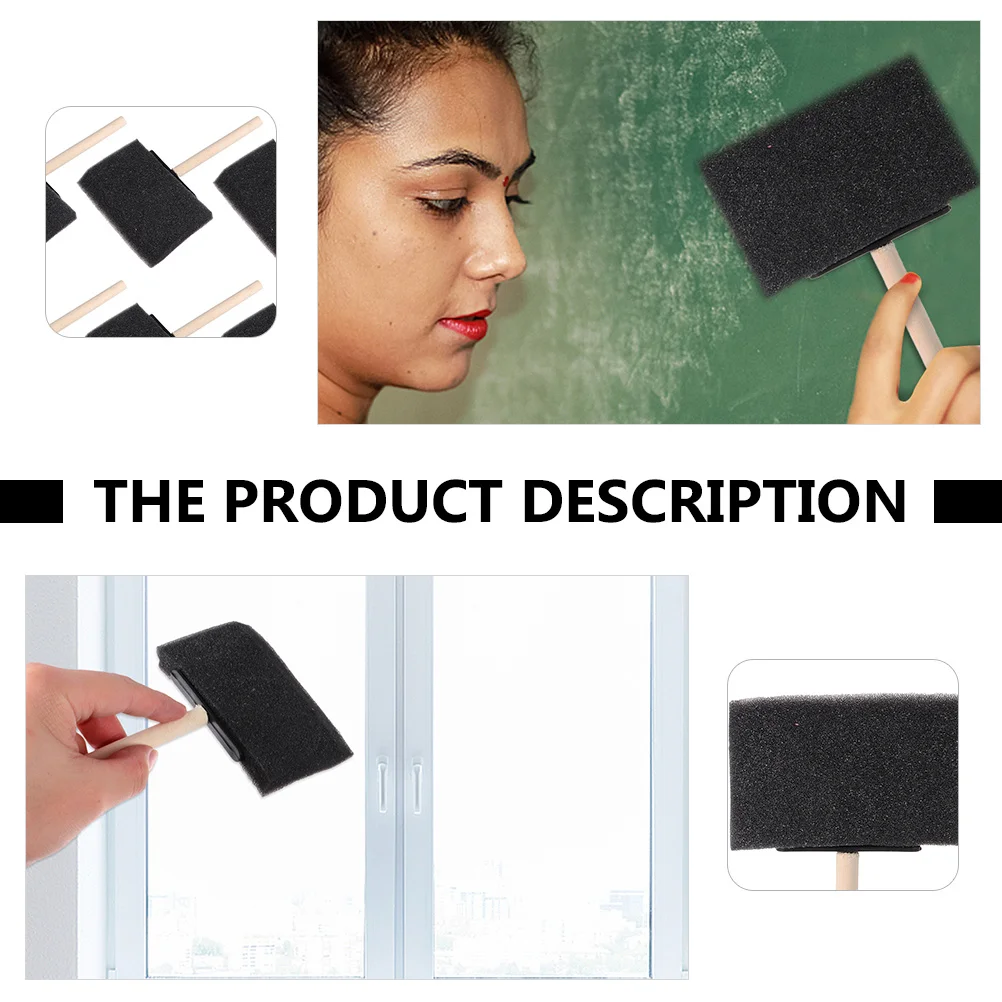 

10pcs Wooden Handle Sponge Painting Brush High-Density Washable For Staining Varnishes Chalk Art Projects Crafts Diy Studio