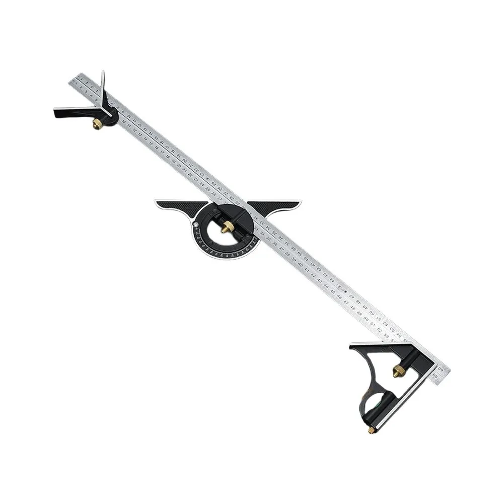 Stainless Steel Combination Square Ruler 90 45 Degree Adjustable Protractor For Precise Woodworking DIY Measurement Tool Black