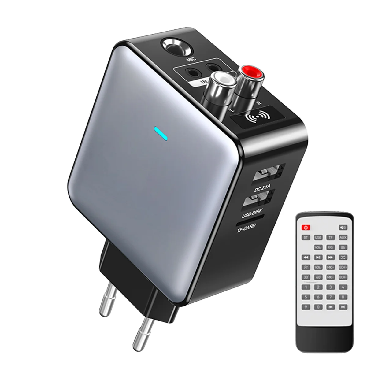 New Bluetooth 5.3 Audio Transmitter Receiver 3.5mm AUX//p.TF/USB Karaoke HIFI Stereo Wireless Adapter-EU Plug