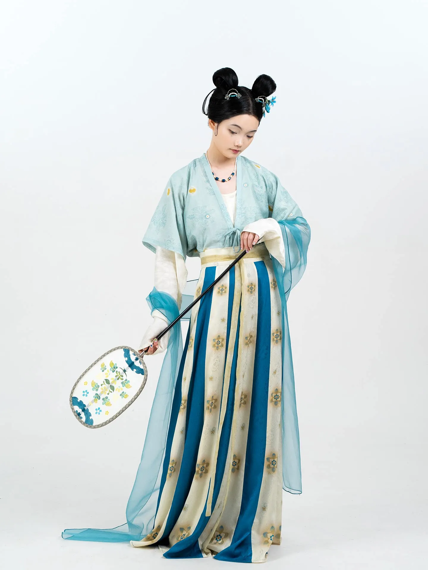 Song Dynasty Hanfu Duijin Blouse Skirt Vintage Printed Waist High Traditional Ancient Costume for Women