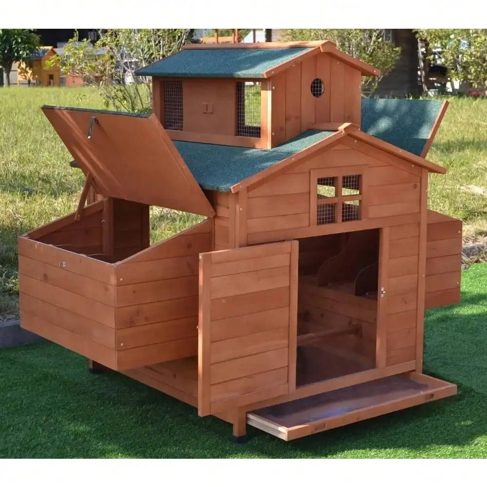 Large Chicken Coop Backyard Hen House 6-10 Chickens with 6 Nesting Box, 63