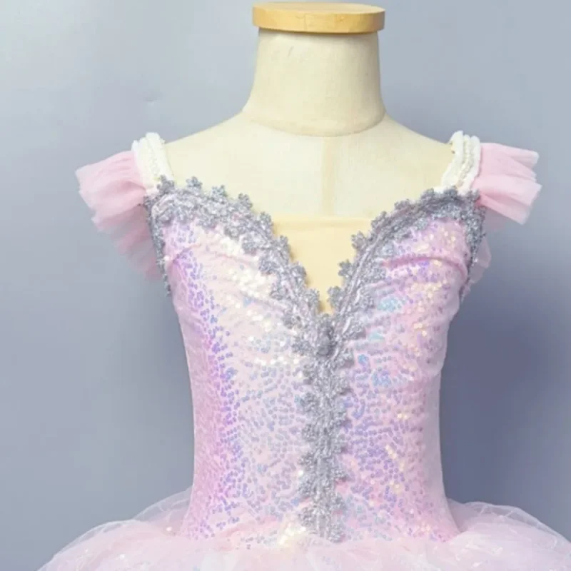 

Purple Pink Children Ballet Girls Dance Skirt Kids Sequin Professional Ballet tulle Tutu Ballerina Dress Performance Clothing