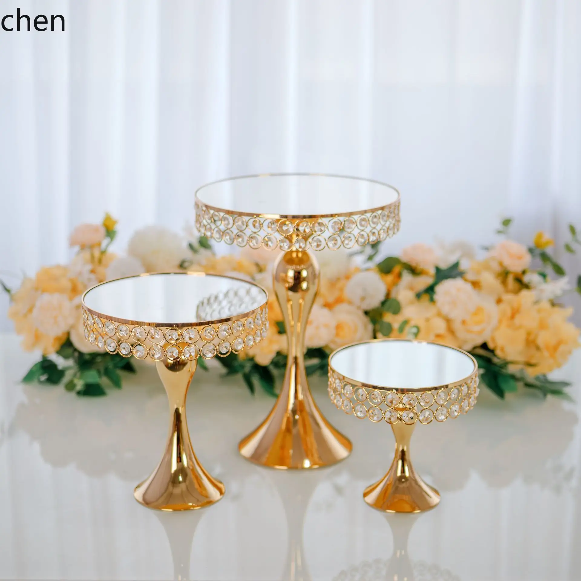 YFY  Cake Stand Electroplated Metal Mermaid High Stand Mirror Dessert Stand Cold Dish Western Pastry Decoration Ornament