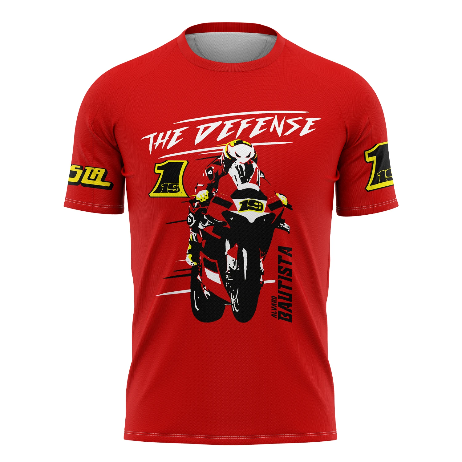 تي شيرت سباق الدراجات النارية للرجال من ألفارو باوتيستا ، أحمر ، رقم 1 ، سائق ، رياضات صيفية وترفيهية ، جديد ، #3