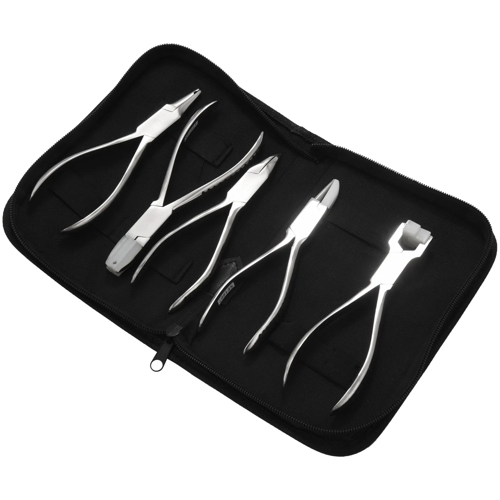 5 Buah Kit Alat Tang Optik Perbaikan Bingkai Kacamata Optik Baja Tahan Karat dengan Tas Kantong Hitam-A78U