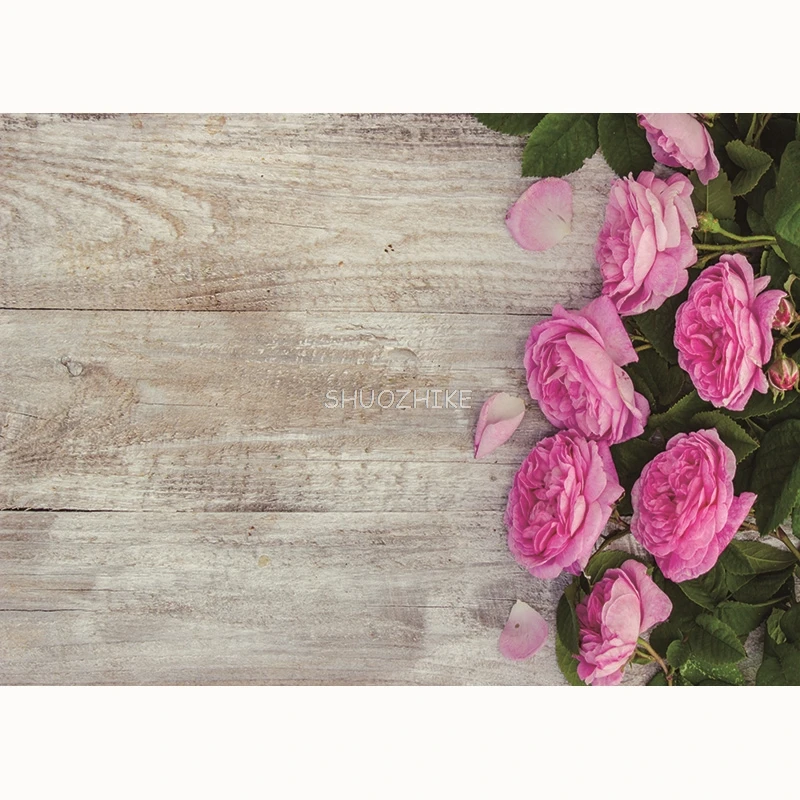 SHUOZHIKE Valentine's Day Rose Flower Photography Background Birthday Wedding Child Portrait Photo Backdrop Studio 210314RAI-02