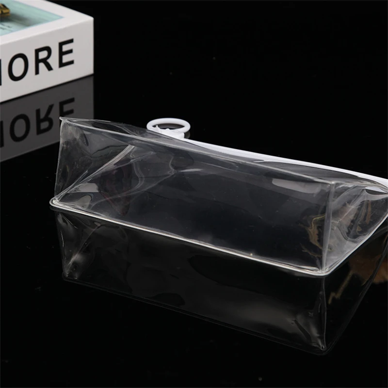 TETP 2Pcs Transparent EVA Cosmetic Zipper Bag With Pull Ring Travel Makeup Brush Accessories Packaging Storage Display Favors