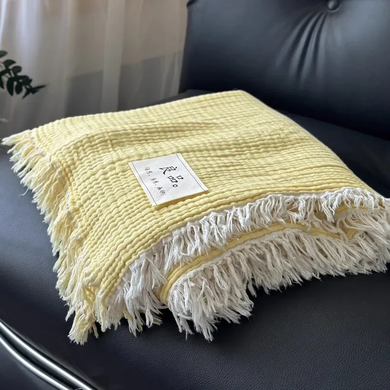 2025 new cotton multi-functional gauze blanket sofa blanket high-end office nap decorative blanket soft and delicate