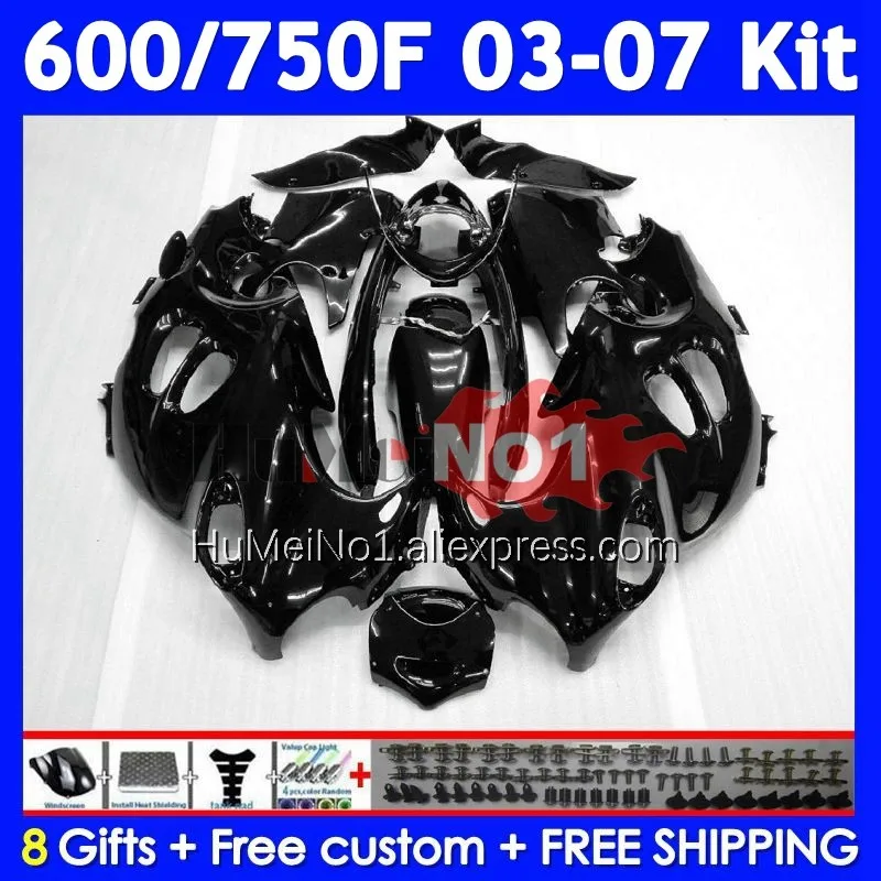 Kit For SUZUKI KATANA GSXF600 GSXF 600 750 115No.1 GSXF750 Glossy black 03 04 05 06 07 GSX600F 2003 2004 2005 2006 2007 Fairing