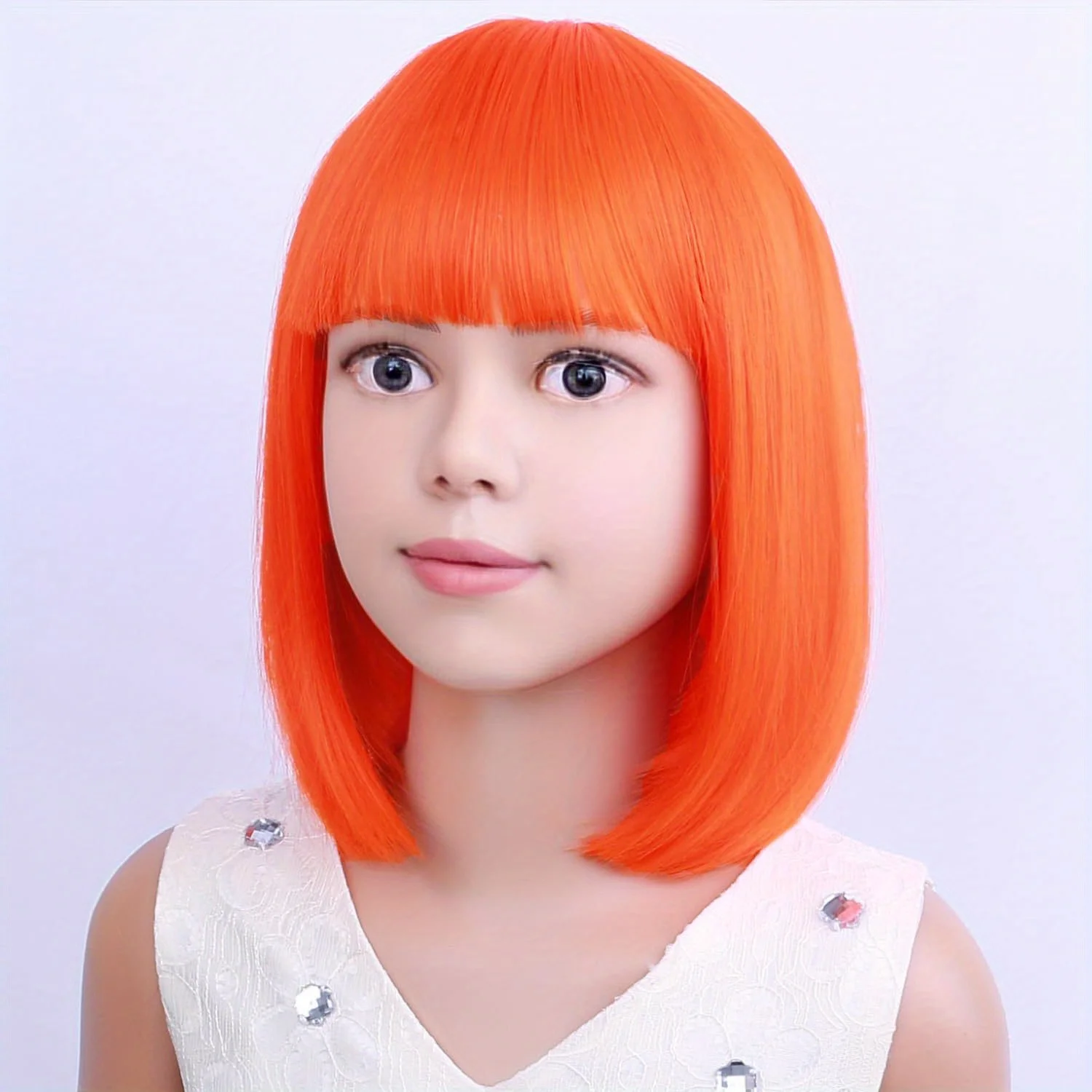 Kids Orange Wig Child Orange bob Wig Short Orange Wig for Girls Colored Wigs Cosplay Party Synthetic Daily Wear Wig