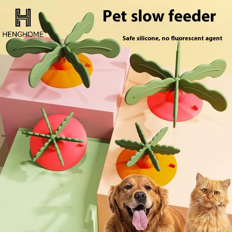 Dispensador de comida lenta para perros, giratorio, antiastres, alimentador para mascotas, potente ventosa, comida lenta, cuenco alimentador lento antiasfixia