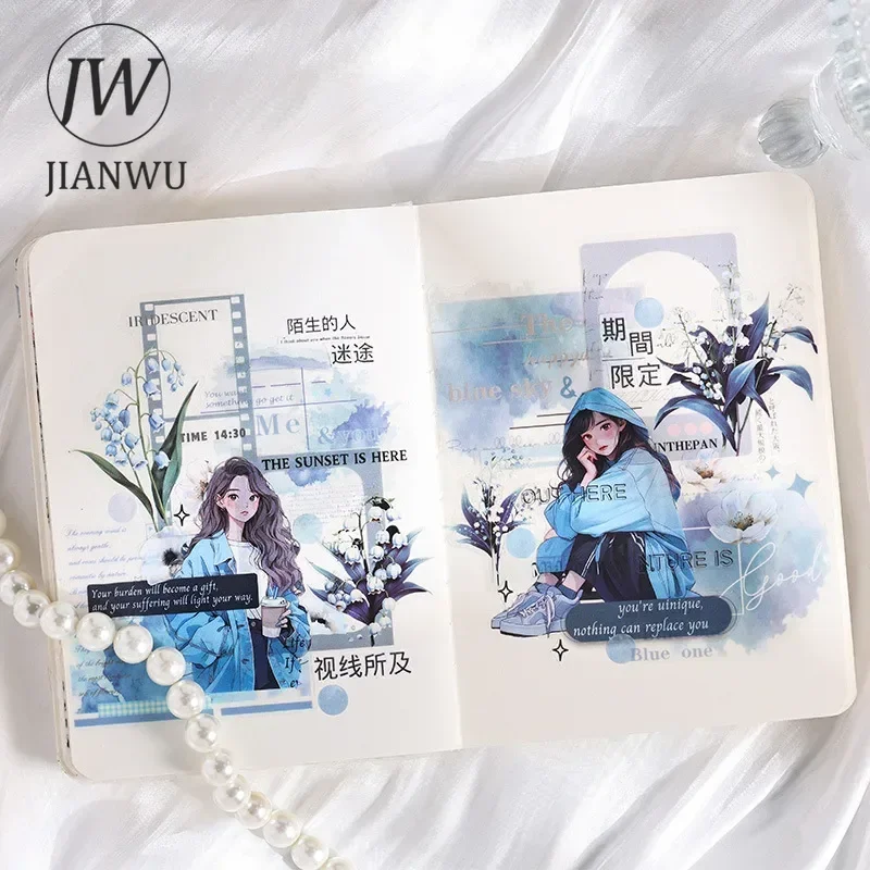 Imagem -03 - Jianwu 60 mm 200cm Romântico Flor Rima Série Vintage Aquarela Mancha Material Colagem Pet Fita Criativa Diário Papelaria