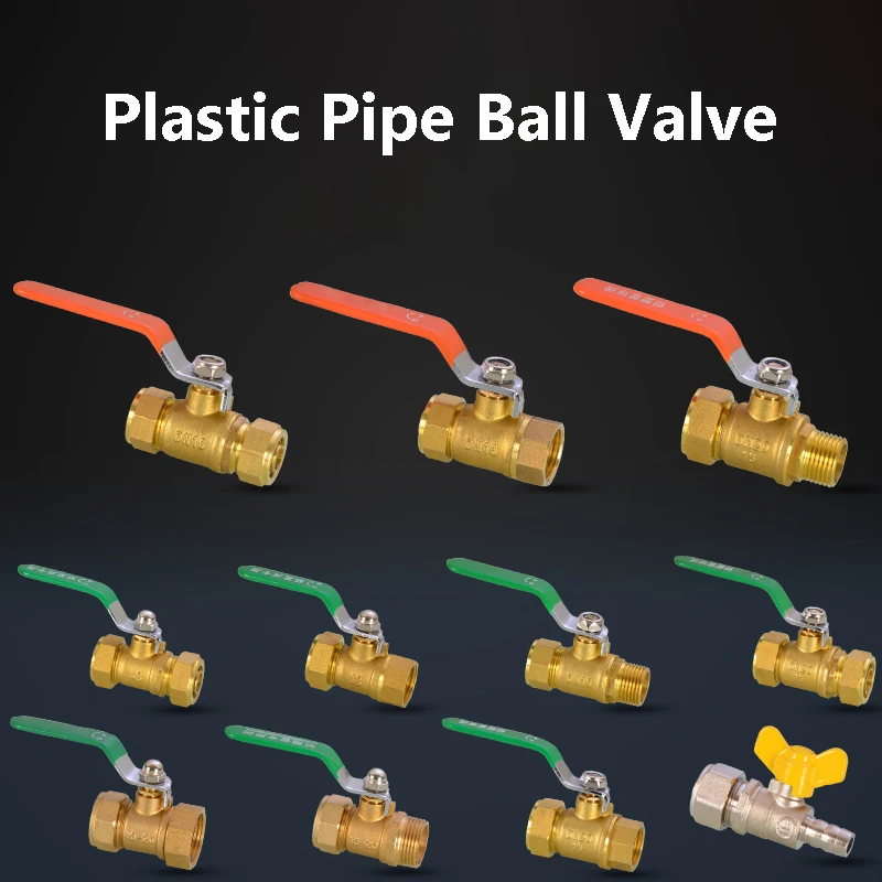 

Brass Ball Valve Aluminum Plastic Pipe Male / Female Thread Faucet Switch Ball Valve Connector Adapter