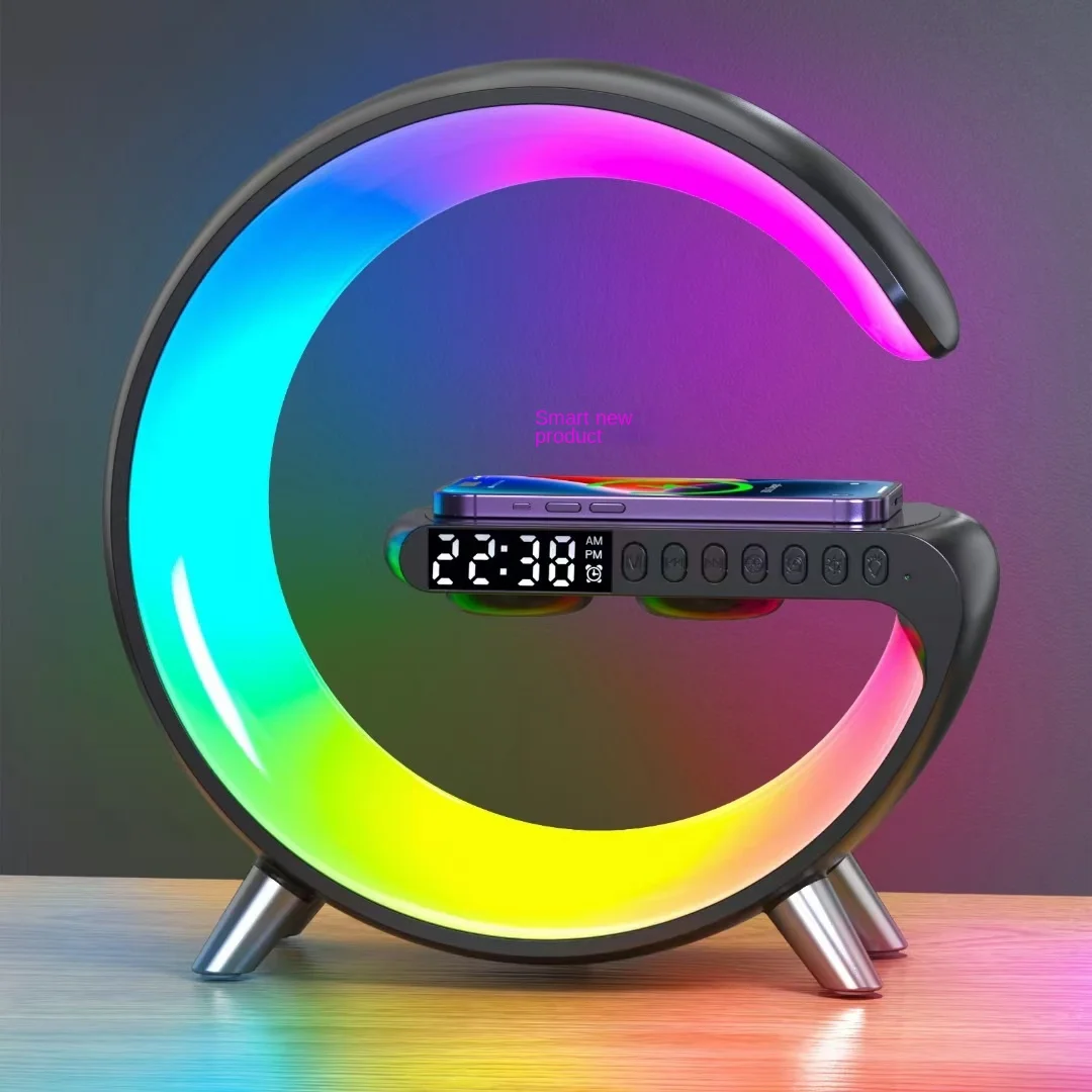 Wireless charging high bench ambient light Personality Bluetooth speaker Music rhythm alarm clock