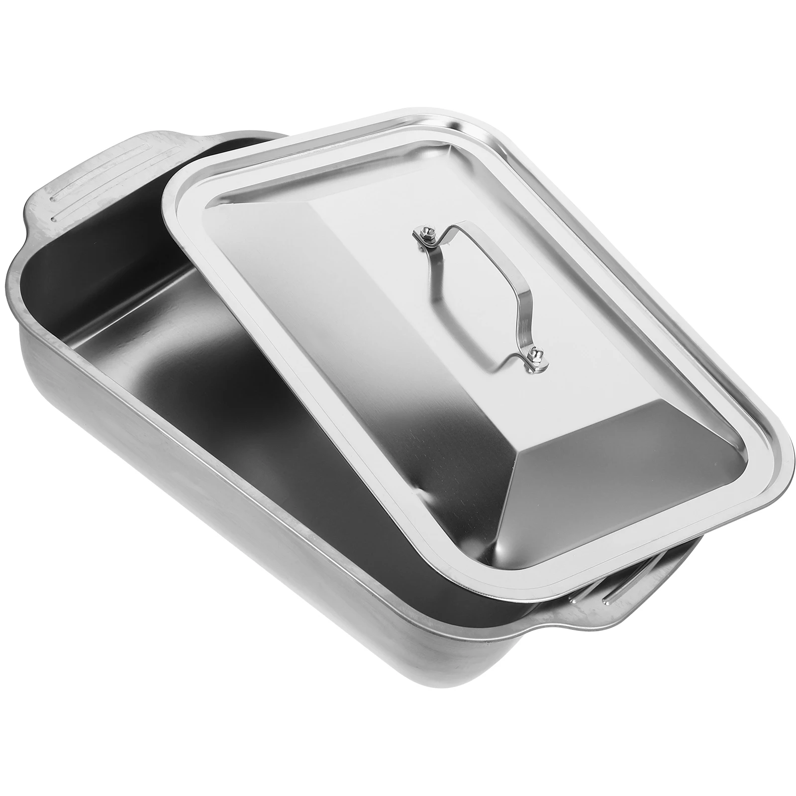 

1Set RectangularGrillingTray StainlessSteelPan RoasterPanWithLid CasseroleDishWithLid KitchenwareBakingTray SpecialOccasions