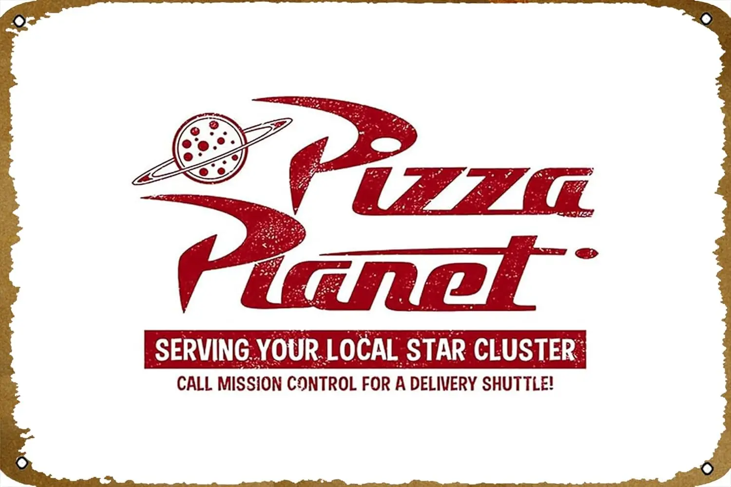 Metal Sign - Pizza Planet Tin Poster 12 X 8 Inches sign