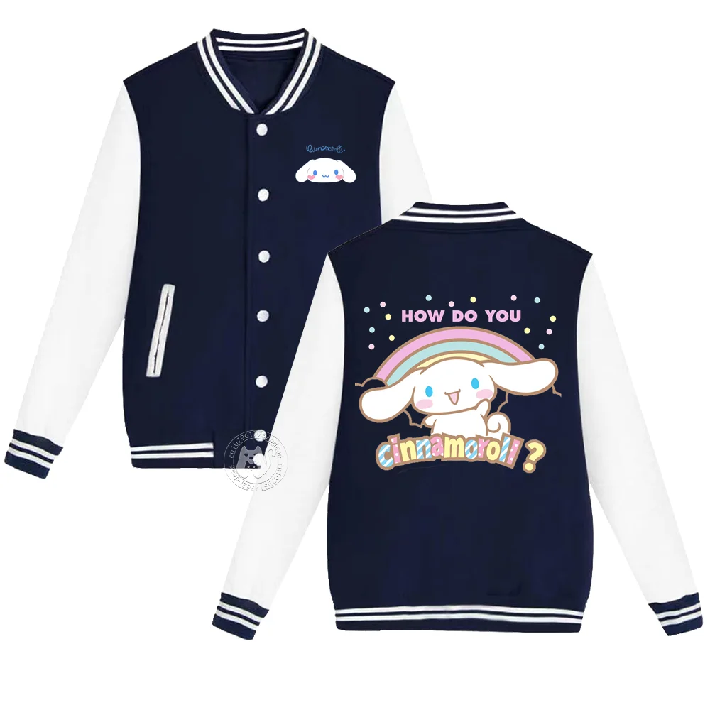 Cute rainbow Laurel dog print Autumn/Winter Kids Comfortable Boys Girls Casual fashion loose warm thick baseball uniform