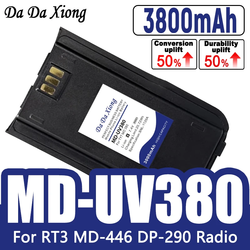 100% New For TYT MD380 MD-380 Walkie Talkie Battery TYT-UV380 Handheld Batteries Capacity 3800mAh