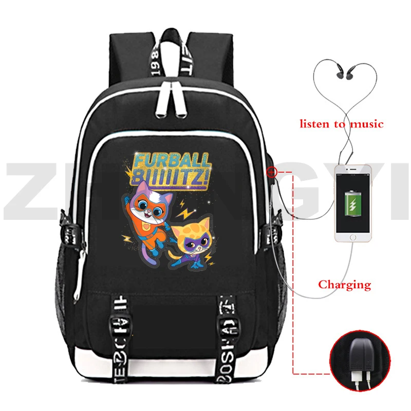 Sac à dos Anime Smile Kitties de grande capacité pour femmes, sac à dos antivol, type USB, sacs d'école de voyage pour ordinateur portable, collège