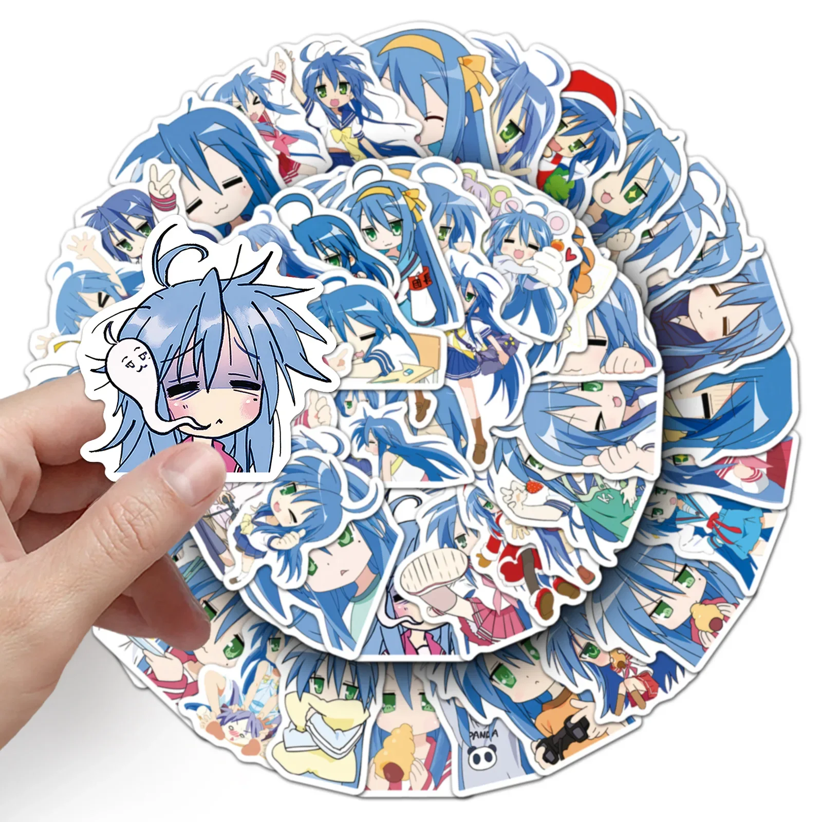 50 Uds. De pegatinas de grafiti Izumi Konata, calcomanía de Anime Lucky Star para casco de guitarra, armario, monopatín, pegatina impermeable, juguetes para niños