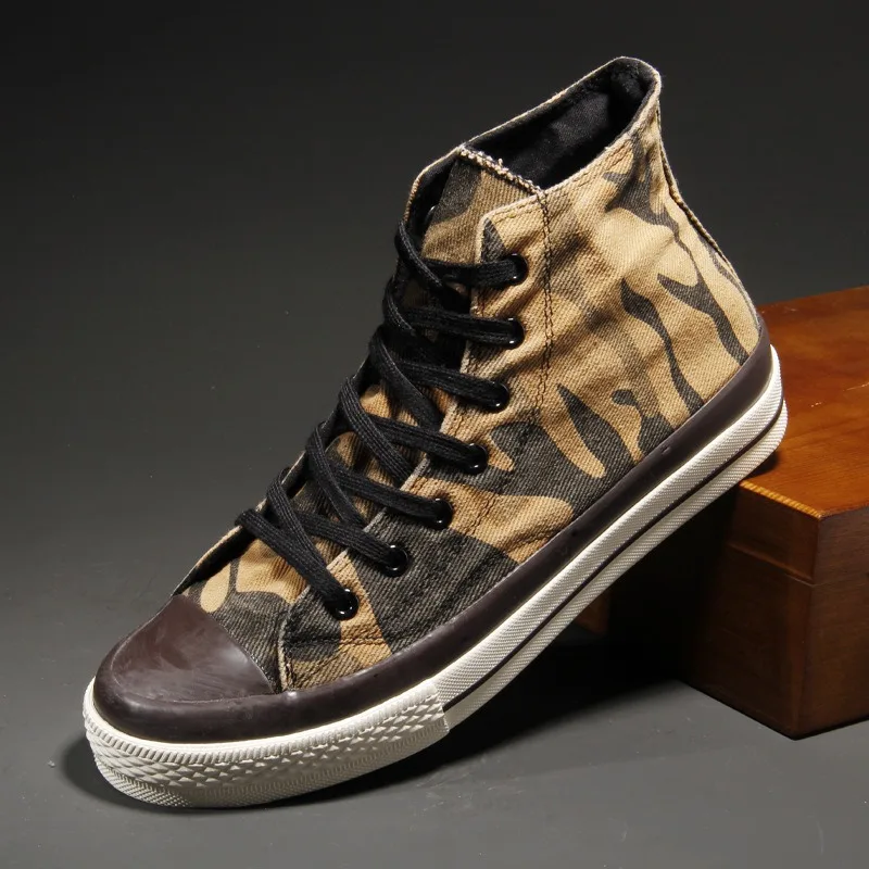 

Men's Canvas Shoes Breathable Casual Shoes Fashion Soft Camouflage Sneakers Outdoor Vulcanized Shoe High-top Lace-up Men's Shoes