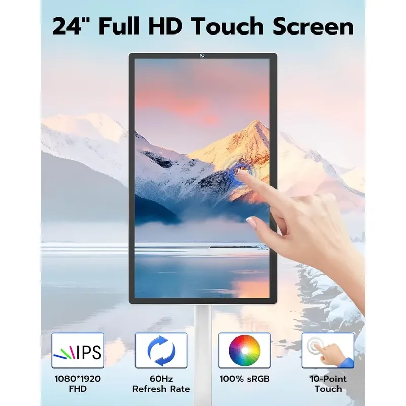 24 Inch Portable Smart TV Wireless Battery 1080P Android Touch Screen Vertical Rotating Monitor Mobile Television for Home - view 5