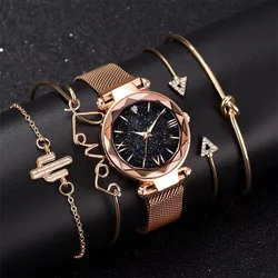 Hot selling fashion trend 5-piece set for women's bracelets, watches, Korean version bracelets, gifts, quartz watches