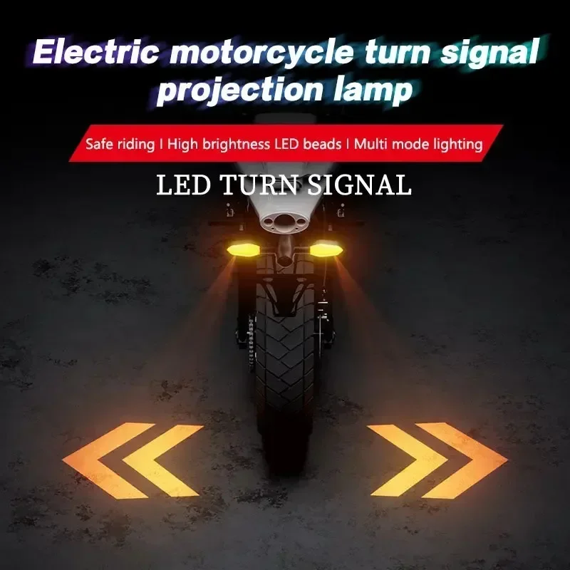 2 PCS LED Turn Signal Lamps Color Projection Motorcycle Refit 27 Modes Waterproof High Bright Warning Motorbike Accessories