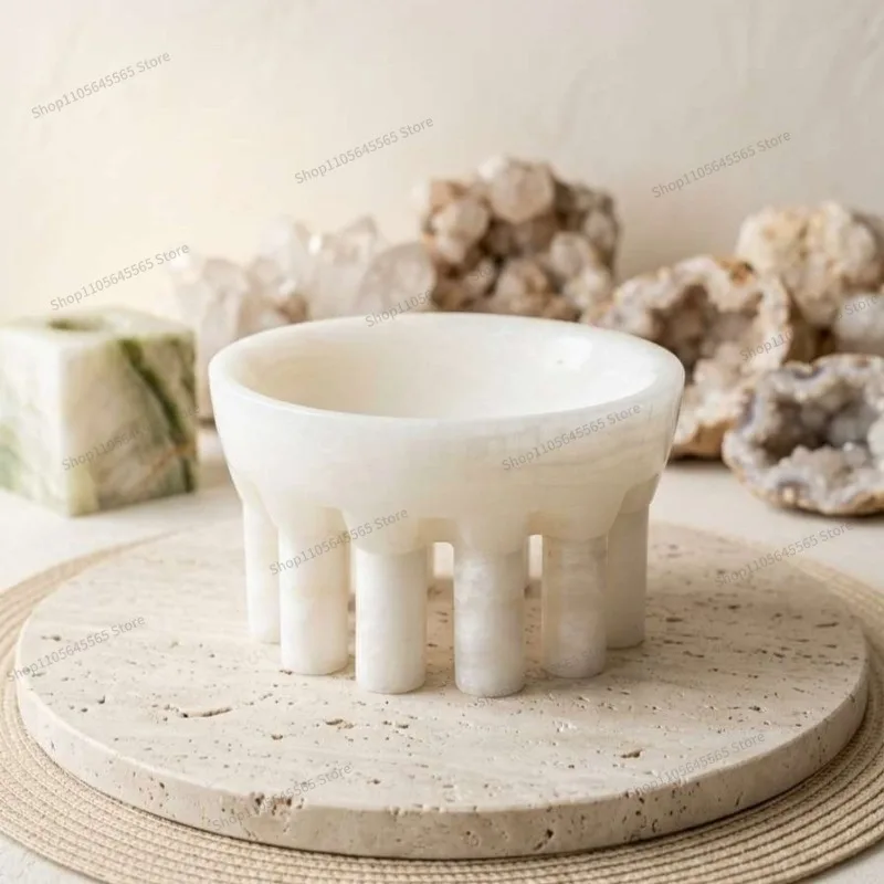 FOR Heavy Craftsmanship Natural Jade Fruit Plate Storage Model Room Home Coffee Table Bar Decoration High-end Fruit Plate