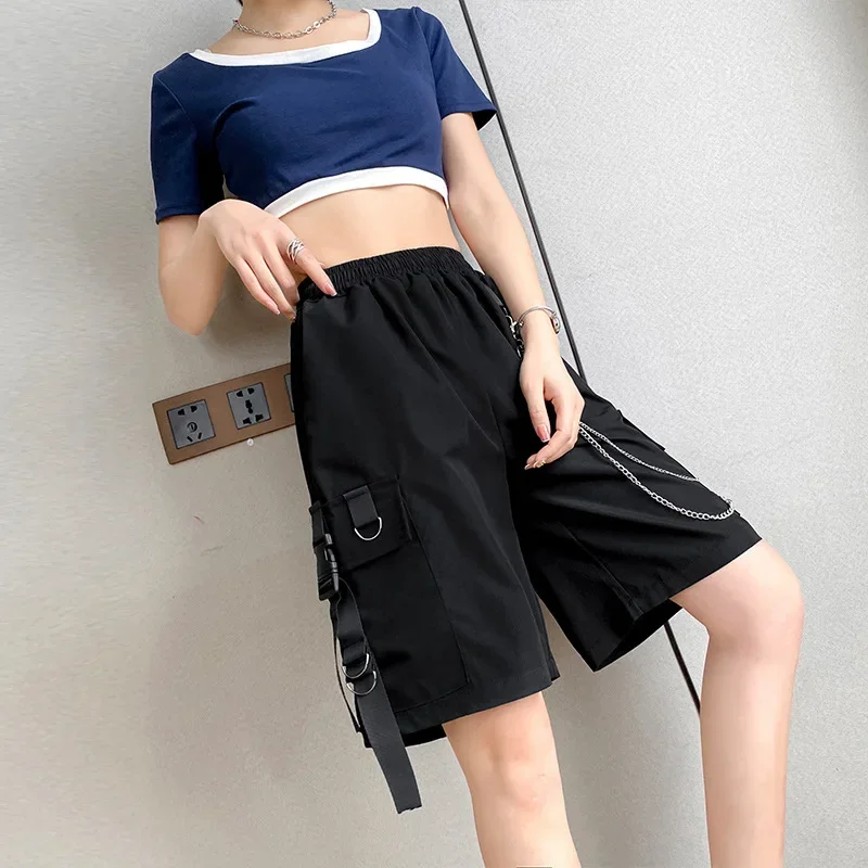 Women Summer Fashion Korea Style Solid Color Wide Leg High Quality Short s Women Casual Loose Harajuku Shorts